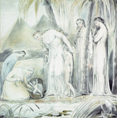 De compassie van de dochter van de farao of De vondst van Mozes door William Blake